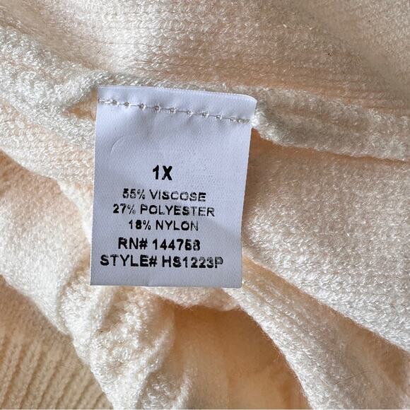 NWOT - CHIC SOUL Wooly Wonder Sweater, Cream - women's - PLUS SIZE 1X - Picture 8 of 12